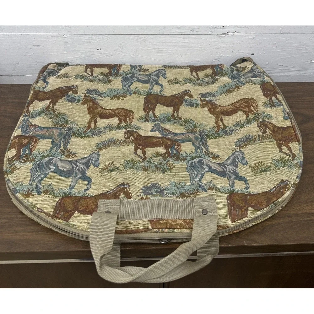Men's And Women's Vintage Horse Garment And Carry Bag Color Brown Blue Zip Up...
